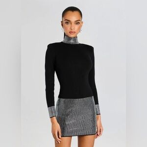 NWT Retrofete Rue Black and Rhinestone Mini Dress